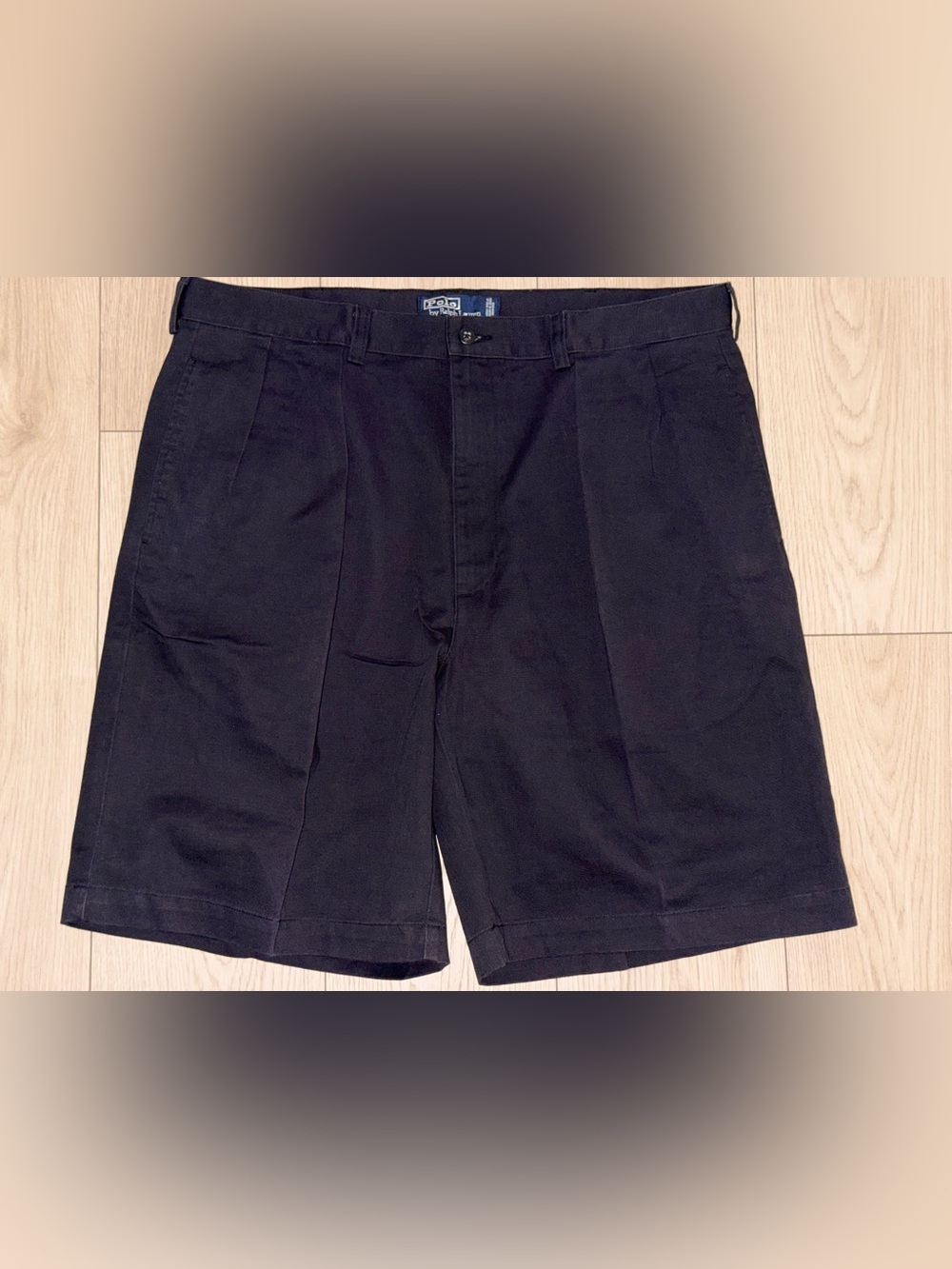 Polo Golf Ralph Lauren Mens 38 Faded Spell Out Vintage 90s Pleated Chino Shorts